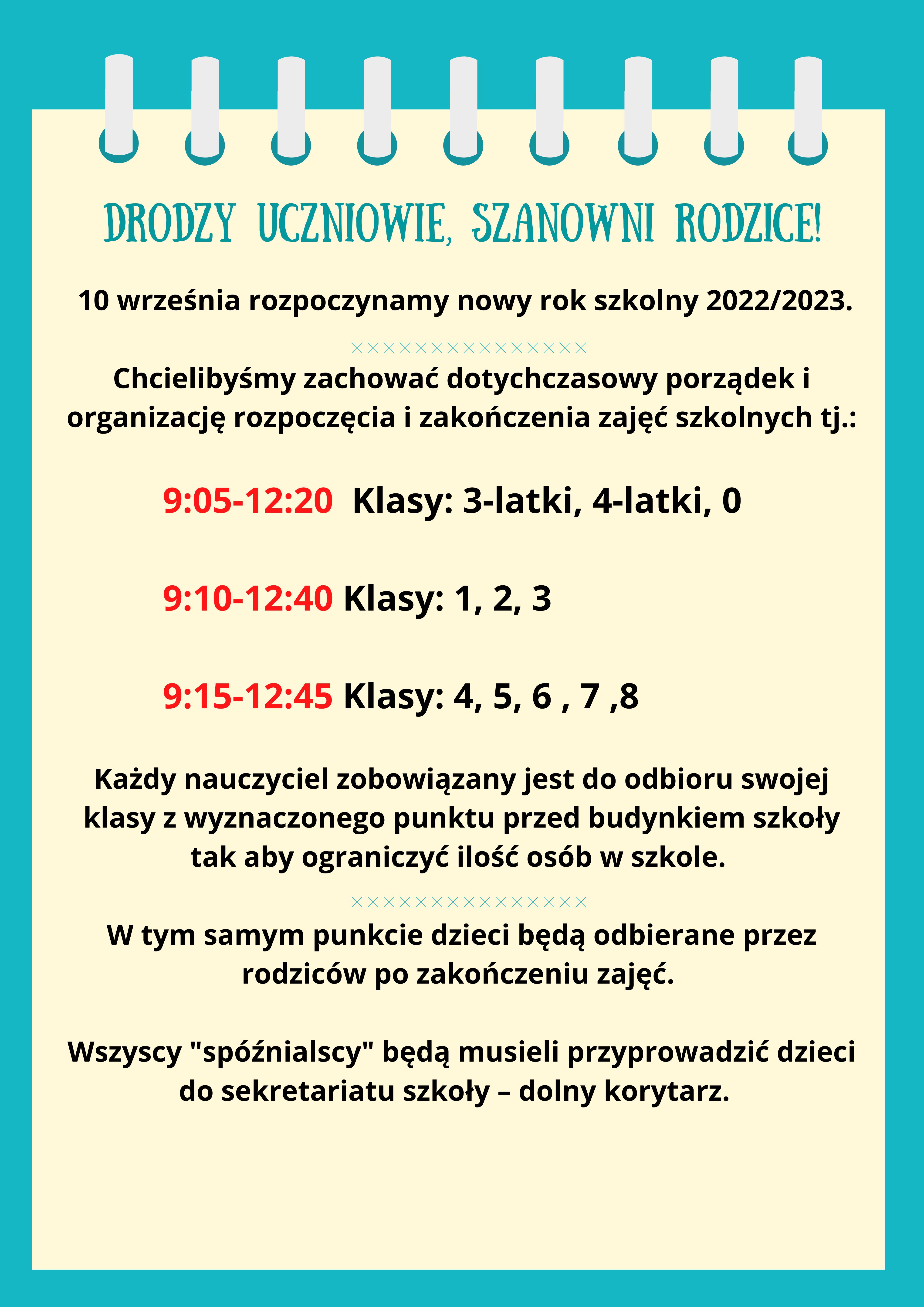 Drodzy uczniowie, szanowni rodzice!